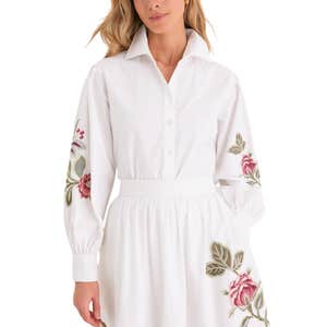 Tuckernuck White Floral Embroidered Carolina Button Down