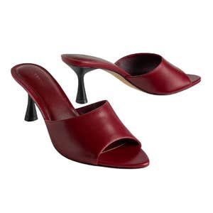Quince Italian Leather 65mm Stiletto Mule in Oxblood