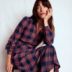 Cassie Check Tea Dress-Navy, Green and Red Check