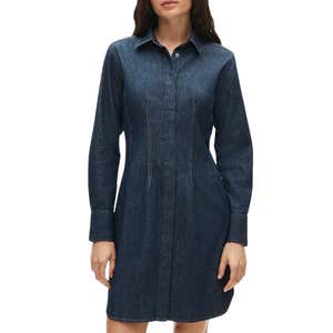 j.crew, J.Crew Long-sleeve Mini Shirt-dress In Denim