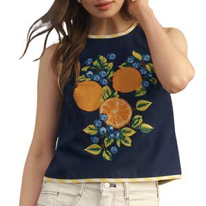 anthropologie, Maeve Embroidered Shell Tank
