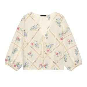 zara, ZARA Ladder Stitch Embroidered Blouse