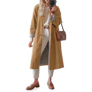 Amazon; Tankaneo Long Single Breasted Trench Coat
