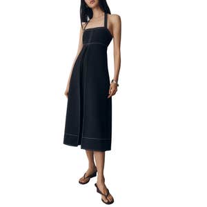 English Factory Halter Midi Dress in Black