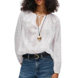 j.crew, J.Crew Tie-front Popover Top In Seersucker