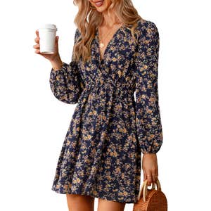 cupshe, Cupshe Alison Ditsy Floral Peasant Sleeve Mini Dress