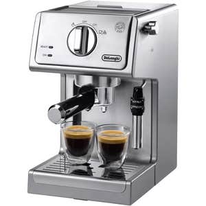DeLonghi 2 Cup 15-Bar Stainless Steel Espresso Machine and Cappuccino Maker with Manual Frother