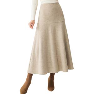 ogl, OGL Wool-Like Flared Maxi Skirt