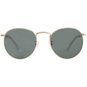 quince, Hugo Polarized Stainless Steel Sunglasses in Gold with Green lens