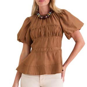 tuckernuck, Moon River Puff Sleeve Peplum Top