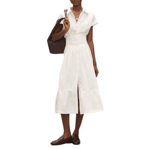 By Anthropologie Short-Sleeve Pleated Midi Shirt Dress