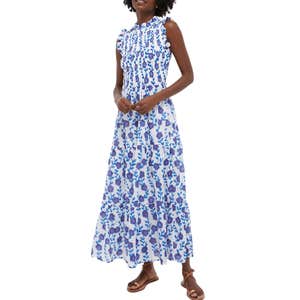 Oliphant Sleeveless Smocked Maxi Dress