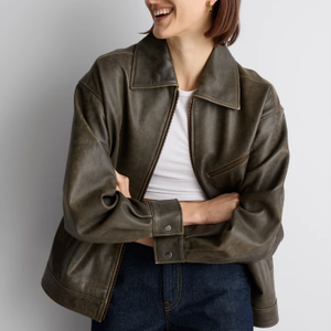 100% Leather Oversized Bomber Jacket