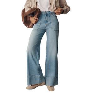 Pilcro Rylan Relaxed High-Rise Flare Jeans in Desert Blue