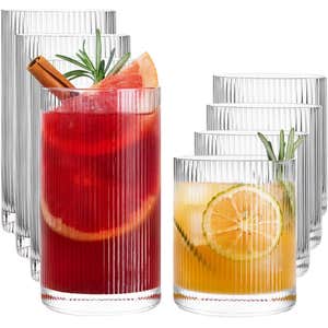 amazon, LUNA & MANTHA Drinking Water Glass Cups Set