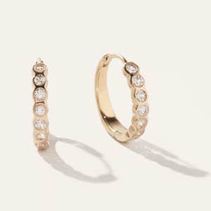 Quince White Sapphire Bezel Hoops