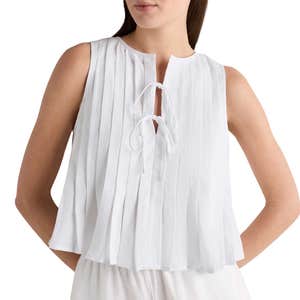 quince, Quince 100% European Linen Pleated Tank