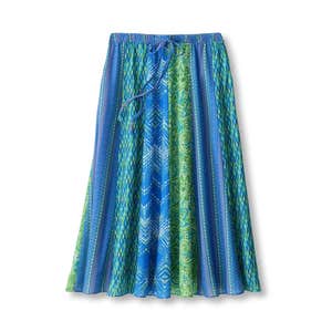 Soft Surroundings Mixed Print Paneled Pull On Midi Skirt