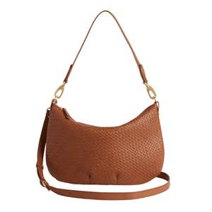 Quince Italian Leather Convertible Crescent Handwoven Shoulder Bag