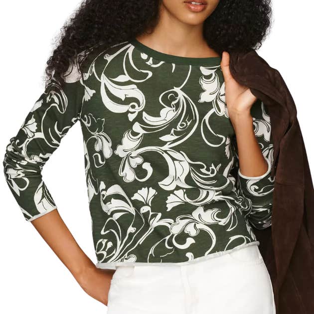 anthropologie, Maeve Caitlin 100% Cotton Boxy Long Sleeve Tee