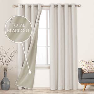 Deconovo Faux Linen Total Blackout Grommet Curtains
