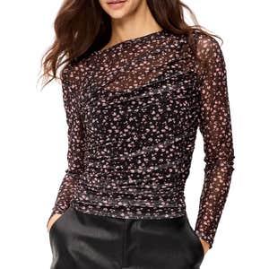 old navy, Old Navy Long-Sleeve Asymmetrical Unlined Mesh Top