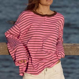 zara, Zara Striped Henley T-Shirt