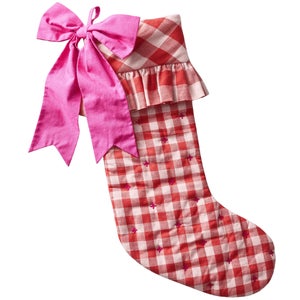 By Anthropologie Gingham Bow Stocking