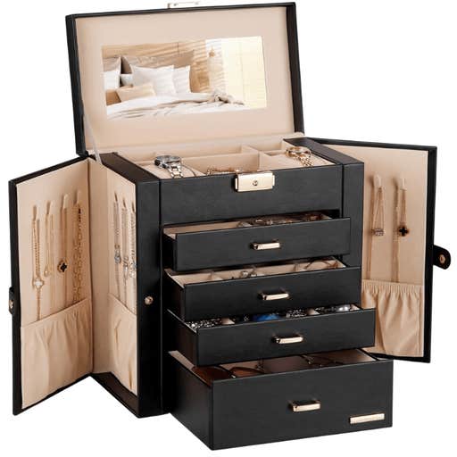 amazon, Homde Synthetic Leather Large Jewelry Box