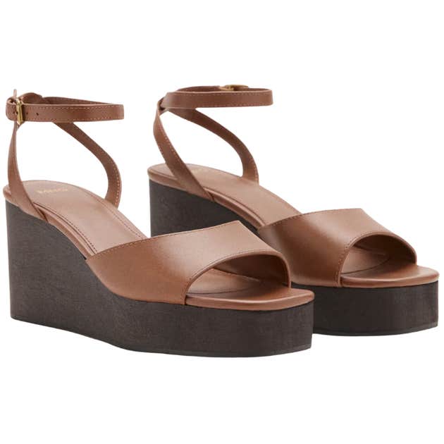mango, Mango Leather Wedge-Heel Sandals