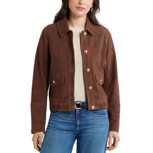 Nordstrom; Caslon Button Front Suede Jacket