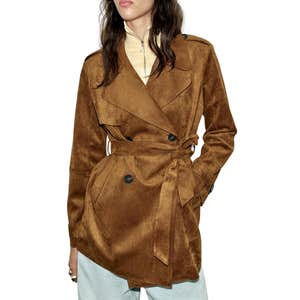 zara, Zara Belted Suede Effect Trench Coat