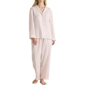 Quince 100% European Linen Long Sleeve Pajama Set With Piping