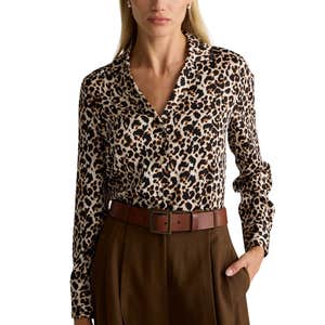 Quince; Washable Stretch Silk Notch Collar Blouse