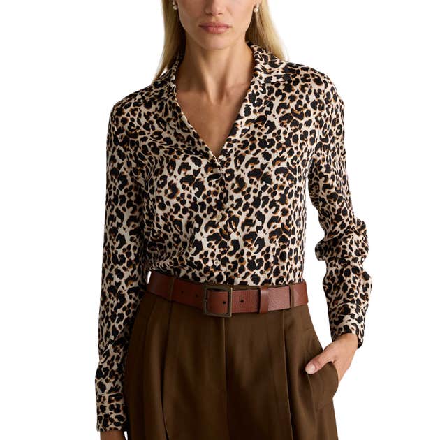 Quince; Washable Stretch Silk Notch Collar Blouse