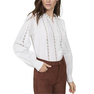 Ann Taylor; Weekend Lace Trim Blouse