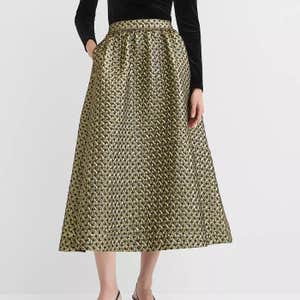 Loft Metallic Jacquard Midi Pocket Skirt