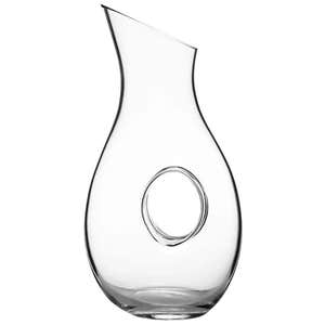 clear wine carafe on white background