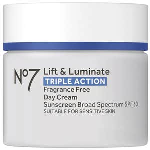 target, No7 Lift & Luminate Triple Action Fragrance Free Day Cream with SPF 30
