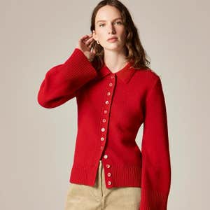 J.Crew Milano-stitch cinched-waist cardigan
