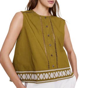 Banana Republic Embroidered Stretch-Cotton Tan