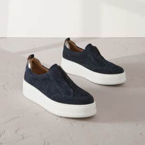 Next Slip On Signature Leather Chunky Wedge Platform Trainers