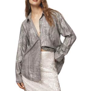 Pilcro Foil Shine Buttondown Shirt