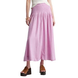 Treasure & Bond Pleat Accent Linen Blend Maxi Skirt in Pink Gale