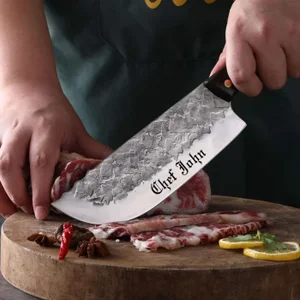 XOXOKeepsakes Forged CHEF Butcher KNIFE Personalized Name Custom Engraved Meat Cleaver Cooking Kitchen Gifts for Him Her Dad Cooking school Grad 7&quot; Blade