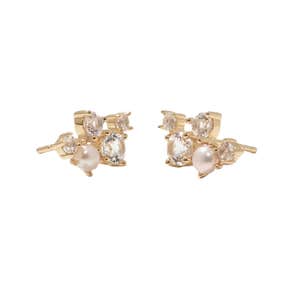 Quince Mini Topaz Pearl Sparkle Climber Earrings