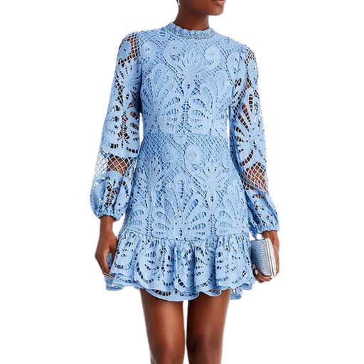 bloomingdales, AQUA Long Sleeve Lace Dress