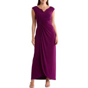nordstrom rack, Connected Apparel Crystal Notch Side Ruched Gown