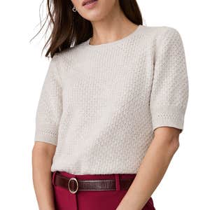 ann taylor, Ann Taylor Pointelle Stitch Wedge Tee