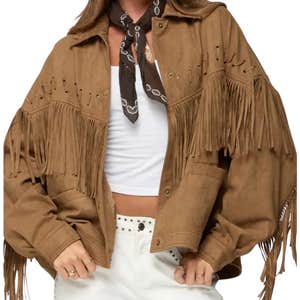 Nordsstrom; EDIKTED Evonka Fringe Faux Suede Jacket